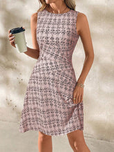 Women Elegant Plaid A-Line Mini Dress, Fitted Waist Casual Work Commuter Daily Versatile